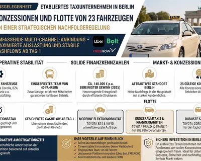 Attraktives Taxiunternehmen mit 25 Konzessionen in Berlin sucht Nachfolger